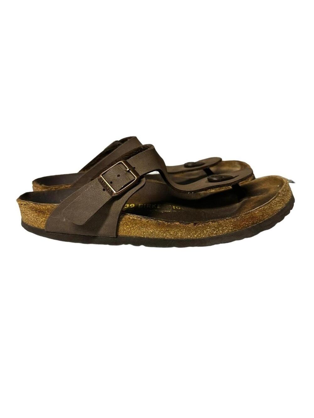 Birkenstock Gizeh Birkibuc Thong Sandals Brown Size 39 (US Women's 8-8.5) - Picture 2 of 16